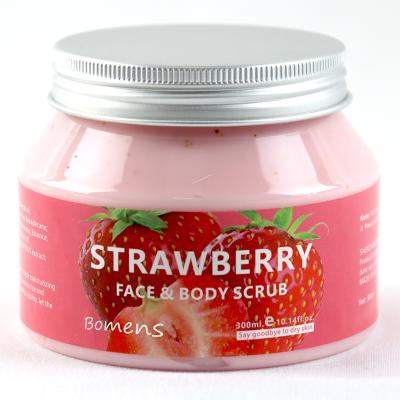 China Natural Exfoliator Fruit Extract Strawberry Body Scrub Exfoliator Whitening Face Scrub for sale