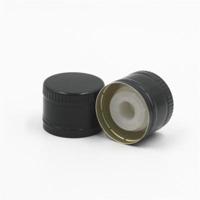 China Non Spill 31.5*24mm Aluminum Olive Oil Cap With Plastic Insert For Oil Bottle for sale