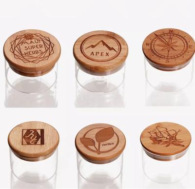 China High Quality Non Spill Engrave Jars Lid Bamboo Bottle Cap Customized LOGO Different Size Wood Lids for sale