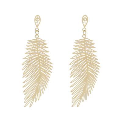 China 2022 TRENDY Korean Drop Earrings For Leaf Feather Ears Long Bohemian Luxury Trendy Women Earrings for sale