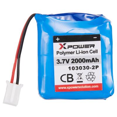 China Rechargeable Toys Xpower 103030-2P Lithium Polymer Battery Pack 2000mAh 3.7V Lipo Battery Pack for sale