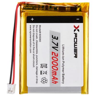 China kc toys Certified 3.7V 2000mah Lipo Battery XPOWER 605060 Polymer Rechargeable Battery For Solar Power Bank for sale