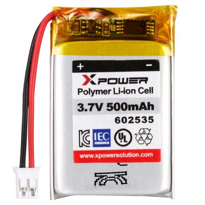 China Small toys kc 3.7V 500mah 1.85wh Mini Lipo Battery XPOWER 602535 lithium battery for fingerprint padlock for sale