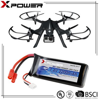 China High quality UAV 7.4v lipo battery 30C 2200mah 2s lipo battery for mini drone for sale