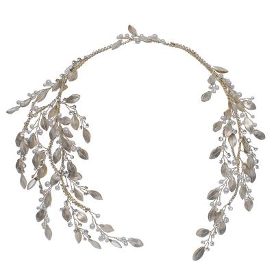 China European and American hair vine wedding headband leaf chain rhinestone hair clip crown jewelry wedding style bridal hair accessories for sale