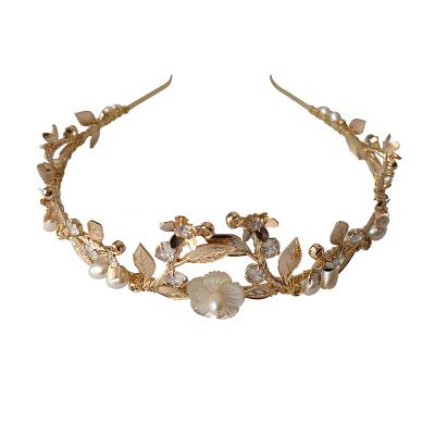 China Vintage Romantic.Vintage.Garden Flower Leaf Tiara Wedding Hair Band Copper Women Headpiece Hair Accessories Bridal Headband for sale