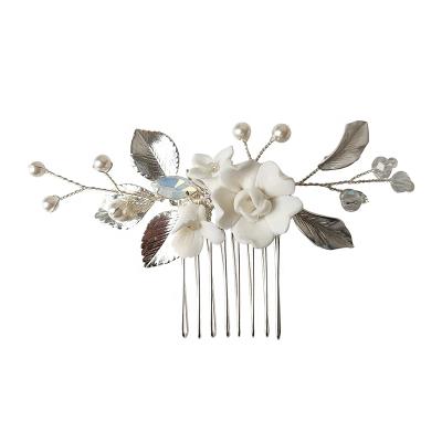 China Romantic.Vintage.Garden Small Flower Hair Comb Ceramic Wedding Headpiece Bridal Hair Accessories Jewelry For Party Prom for sale