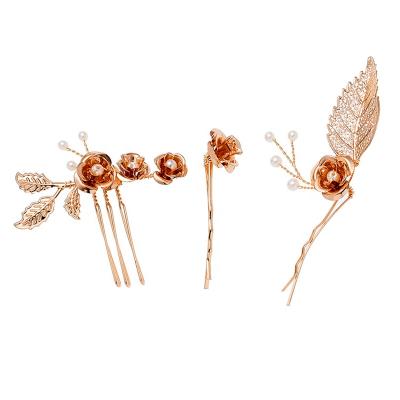 China New Rose Flower Headpiece Bridal Hair Comb Hair Clips Romantic.Vintage.Garden 2021 Wedding Accessories Handmade Side Clip for sale