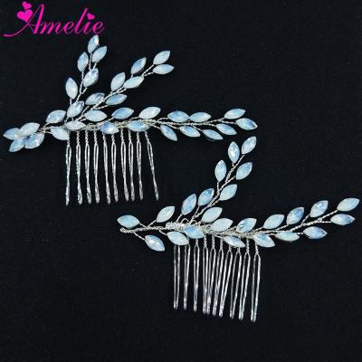 China Wedding Majestic Opal Crystal Bridal Side Hair Comb Bobby Hair Pins Silver Headpiece Wedding Hair Accessories Hair Comb Hairpin for sale