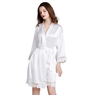 China Solid Robe Wedding Dressing QUICK DRY Satin Soft Silk Bridal Bridesmaid Gift Kimono Robes For Party for sale