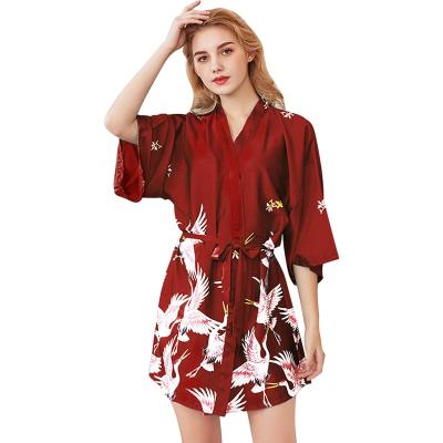 China Bridal Long Robes Wedding QUICK DRY Crane Pajamas Women Summer Half Sleeve Dressing Gown Bridesmaid Long Dress Fairy for sale