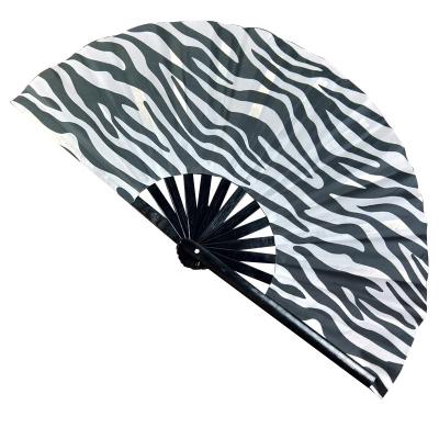 China Wholesale Japan Zebra Design Large Fan Wedding Guest Favors Promotion Gifts Folding Kungfu Hand Fan for sale