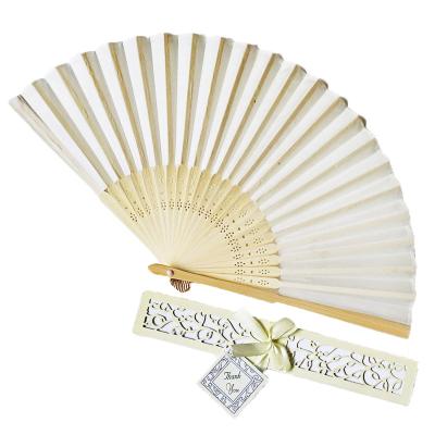 China Wedding Elegant Handmade Decoration Fan China Handmade Fans Folding Bamboo Silk Hand Fan With Gift Box Party Souvenirs Guest Gift for sale