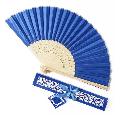 China China Ameliebridal Popular Custom Handmade Luxurious Custom Laser-Cut Party Gift Box Package Wedding Shower Favors Silk Hand Fan for sale