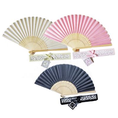 China Europe AF152 Customized Logo Printed on Silk Craft Hand Fan Wedding Ribs Party Gifts Wedding Craft Customized Fan for sale