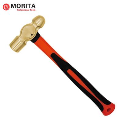 China Non sparking tools brass ball pein hammer with fiberglass handle, Non-Magnetic, Die-Forge, Corrosion Resistant for sale