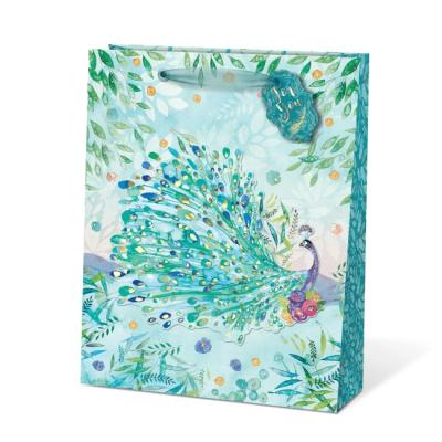 China Recyclable Peacock Gift Bag Feather Gift Hot Stamping Bag for sale