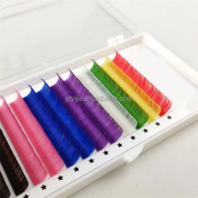 China Long Private Label PBT Lick Fiber 0.07 Multi Color Eyelash Extensions Natural Handmade Brown Blue Pink Korean Rainbow Color for sale