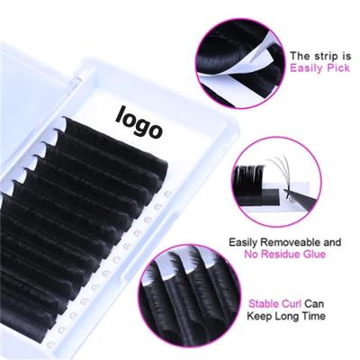 China Synthetic Hair Rivate Flag Silk Easy Fan Eyelash Extensions Sellers Faux Mink Matte Volume Easy Fanning Russian Lash Extension Kit for sale