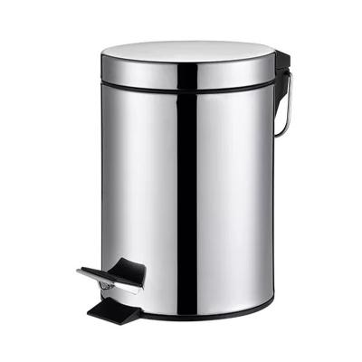 China Factory price BSCI certification viable 3L/5L/12L/20L/30L recyclable pedal bin round stainless steel mirror finished for sale