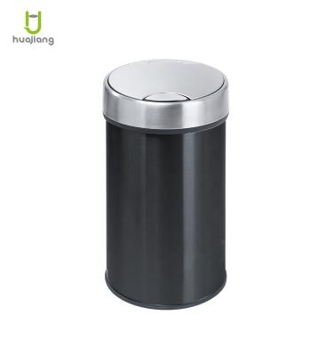 China OEM 30L/40L/50L Powder Coating Desktop Dustbin Viable Button Open Trash Can Touch Button Trash Can for sale