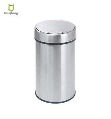 China OEM 30L/40L/50L Stainless Steel Desktop Trash Can Button Open Touch Trash Can for sale