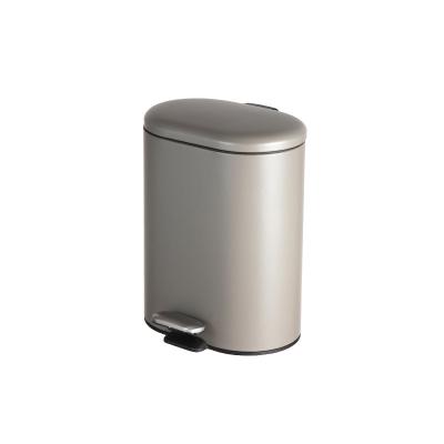 China Rolling Type Oval Pedal Bin 6L Anti-Fingerprint Waste Stainless Steel Dust Pedal Dust Pedal Bin Cover Soft Narrow Trash Can for sale