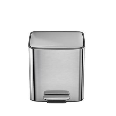 China 11.5L*2 Sustainable Recycle Trash Can Pedal Bin Stainless Steel Soft Narrow Square Trash Can for sale