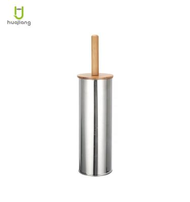 China Household Sustainable Hot Selling Stainless Steel With Surface Treatment Bamboo Toilet Brush With Bamboo Handle for sale