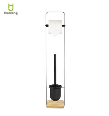 China Sustainable Bathroom Toilet Brush And Paper Holder Toilet Cleaning Brush Toilet Brush Black With Bamboo for sale