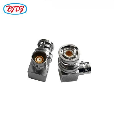 China Three Axis RF Cable Connector 3 Pin Bayout BNC Male To Female 90 Degree Right Angle Adapter for sale