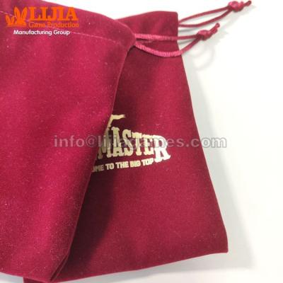 China Eco - Friendly Custom Wooden Playing Pieces Velvet Drawstring Bag For Dice for sale