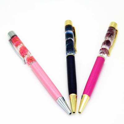 China Normal factory wholesales direct beauty fashion metal floating water glitter 3D liquid pen objects float ball pen with custom logo for sale