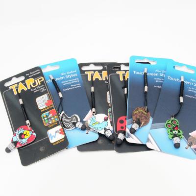 China Cool 2022 New Hot Popular Cartoon Style Phone Accessory Cool Stylus Pen With Strap Cartoon Metal Touch Screen for sale