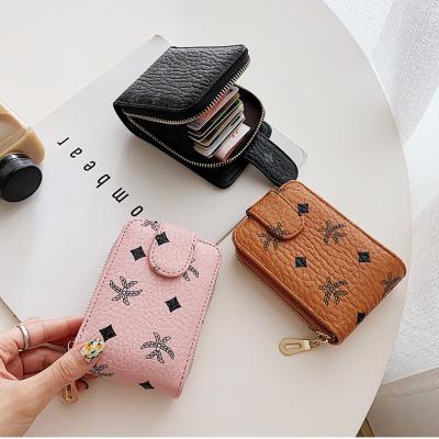 China Fashionable Customized Anti-theft China Supplier Cash Designer PU Purse Eco Girls Wallet Mini Credit Card Holder Cash Card Holder For Women for sale