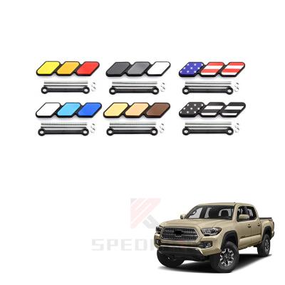 China ABS Plastic Spedking 3-Color Stripe Grill Badge Emblem w/No Removal Required Toggle Anchor Bolts For Toyota Tacoma Tundra 4Runner RAV4 for sale