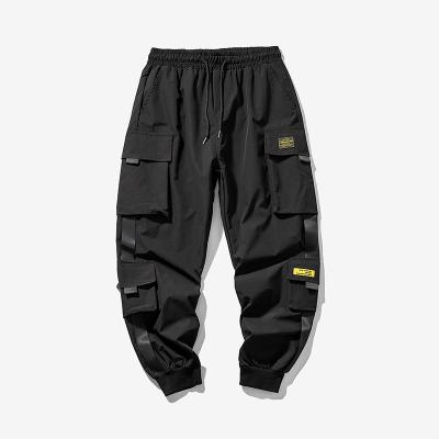 China New Anti-Wrinkle Joggers Cargo Pants For Male Hip Hop Casual Pocket Pants Streetwear Ribbons Techwear Pants for sale