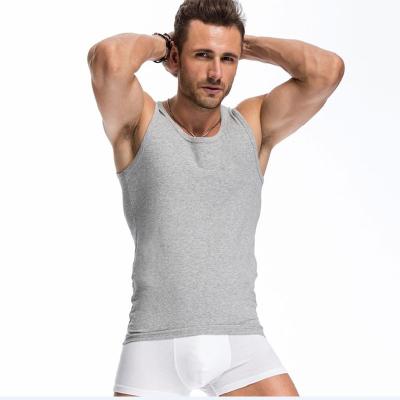 China QUICK DRY All Cotton Knitwear Solid Male Beach Tight Fit Elastic Fitness Casual O-Neck Mens Vest Breathable Singlets H Type for sale