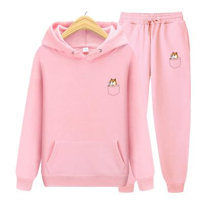 China New Brand Anti-wrinkle Autumn Pocket Cat Letter Printed Hoodies+Pants Men Hoodies Sweatshirt Casual Male Sportswear Fleece Hooded Jacket for sale