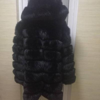 China Winter Long Overcoat Women Black Fox Fur Coats Long Sleeve Black Fox Anti-Shrink Wholesale Fur Coat Te koop