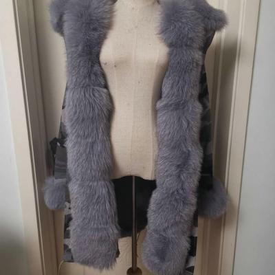 China 2019 gray anti-shrink army parka rex rabbit trimming fox fur lining women parka for sale