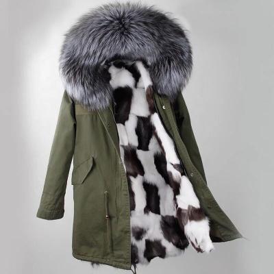 China Real raccoon fur collar parka warmly long sleeve fashion plus size fox fur trimmed coat en venta