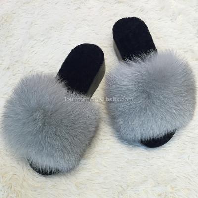 China Common fox fur slipper rabbit fur/mink fur girl sandal slipper en venta