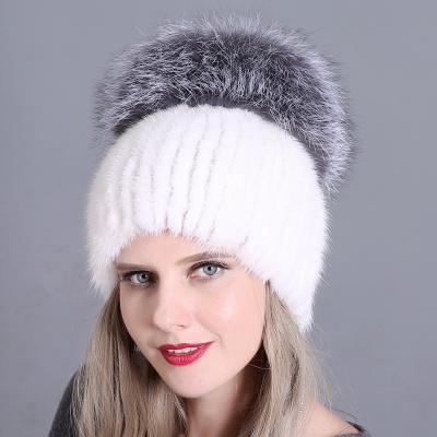 China JOINT White Women's Mink Fur Hat Warm Thick Mink Fur Hat for sale