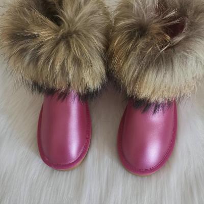 China Snow Boot 2019 Customs Color Waterproof Hot Pink Color Raccoon Fur Boot Short Snow Boot Custom Large Size for sale