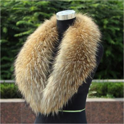 China Factory Price Eco - Friendly Fur Trim / Faux Fur Large Natural Raccoon Fur Collar zu verkaufen