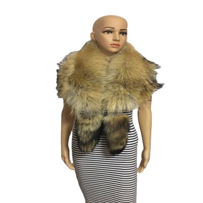 China Natural Fur Raccoon Fur Scarves With Tails For Women en venta