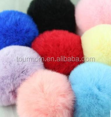 China New Arrival Colorful Rabbit Fur Ball Pom Pom Chain Key Chain for sale