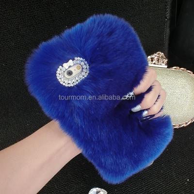 China Wholesale White Soft Hand Feeling Phone Case Rabbit Fur Phone Case For Mobile Phone for sale