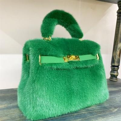 China Real fur 22*16cm whole pelt handbag women real mink fur kely purse for sale